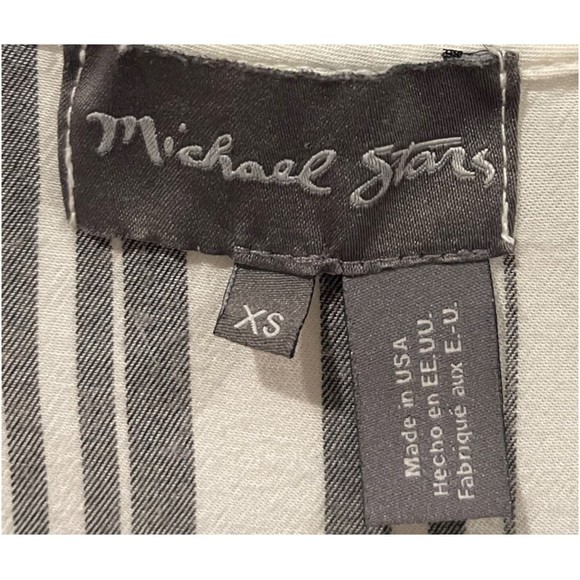 MICHAEL STARS Striped Ruffle Shirt Sleeve Boho Style Shirt - Picture 3 of 6